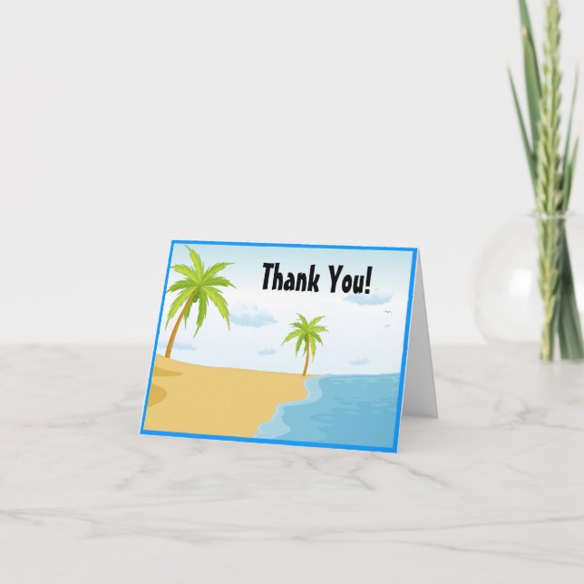 Cartão De Agradecimento Placa de Nota de Piscina de Praia Obrigado (Frente)