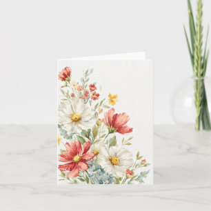 Cartão De Agradecimento Placa de Nota de Vazio Floral de Cores Aquáticas E