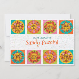 Cartão De Agradecimento Placa de Nota do Meio século Modern Sun Faces