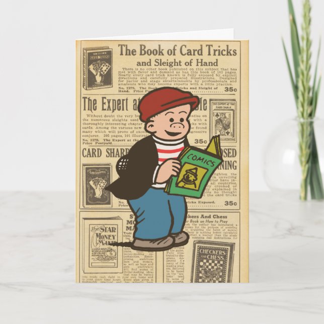 Cartão De Agradecimento Placa de Nota "Lendo o História em quadrinhos" (Frente)