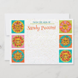 Cartão De Agradecimento Placa de Nota Moderna Sun Faces Vertical