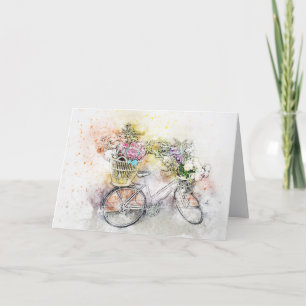 CARTÃO DE AGRADECIMENTO PLACA DE OCASIÃO FLORAL BIKE-VAZIO