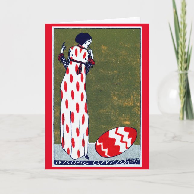 Cartão De Agradecimento Placa de Páscoa Art Nouveau (Frente)