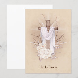 Cartão De Agradecimento Placa de páscoa. Cruz Floral. Ele está levantado