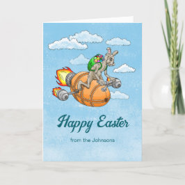 Cartão De Agradecimento Placa de Páscoa de Bunny Rocket