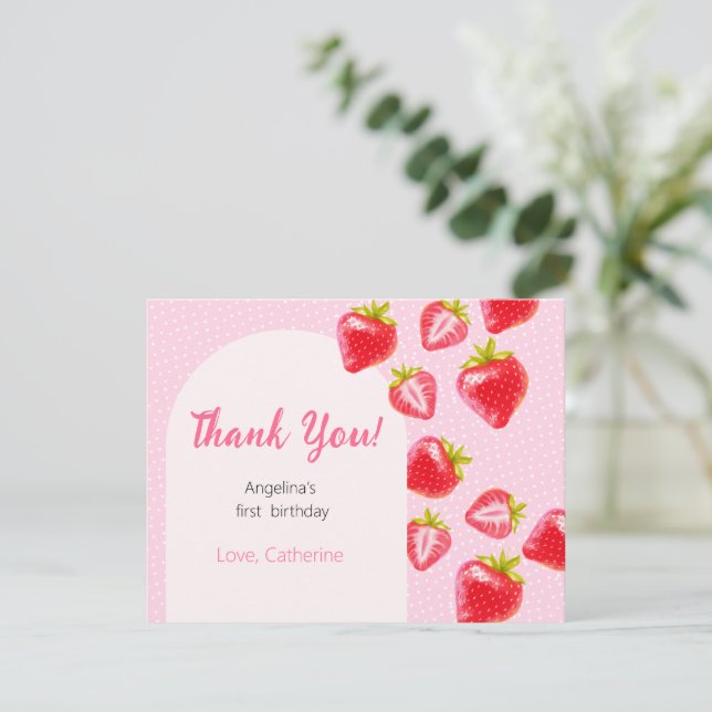 Cartão De Agradecimento Placa de primeiro aniversario Flat Obrigado (Em pé/Frente)