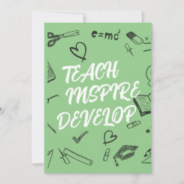 Cartão De Agradecimento Placa de Professora do TEACH INSPIRE DEVELOP