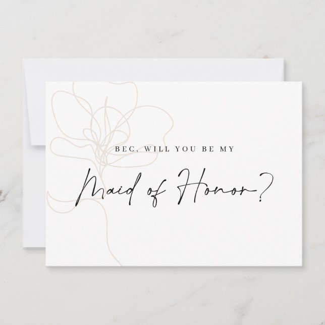 Cartão De Agradecimento Placa de Proposta Bridesmaid de Rosa ilustrada (Frente)