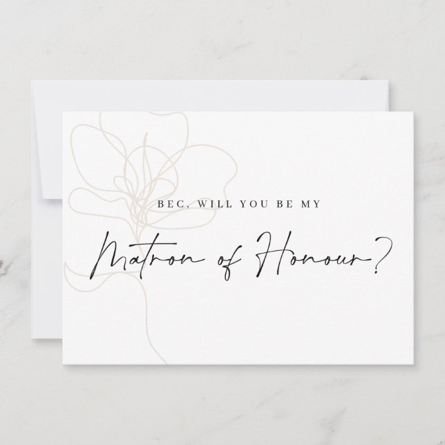 Cartão De Agradecimento Placa de Proposta Bridesmaid de Rosa ilustrada (Frente)