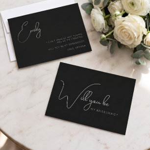 Cartão De Agradecimento Placa de Proposta Chic Calliographic Bridesmaid