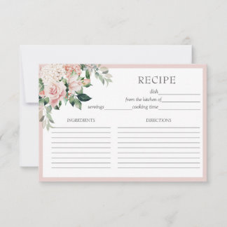 Cartão De Agradecimento Placa de Receita Floral Dusty Rosa