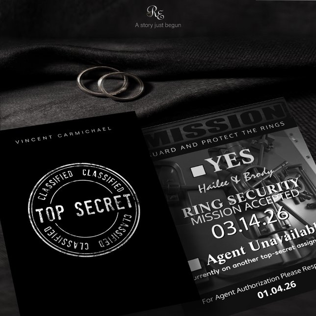 Cartão De Agradecimento Placa de resposta do portador do toque (Top-secret response card for your Ring Security. Mission accepted or agent on another assignment.)