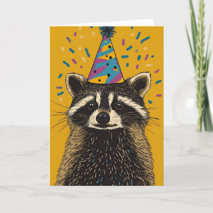 Cartão De Agradecimento Placa de saudação de Festa de aniversário Raccoon