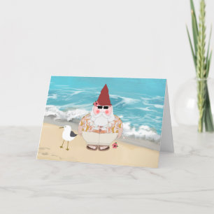 Cartão De Agradecimento Placa de Saudação Dobrada do Gnome da Praia
