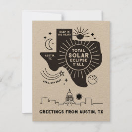 Cartão De Agradecimento Placa de Saudação Total do Eclipse Solar Austin Te
