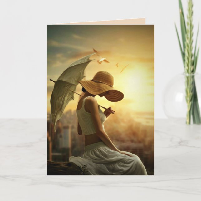 CARTÃO DE AGRADECIMENTO PLACA DE TODA OCASIÃO DO VAZIO PENSADOR DE MENINA (Frente)