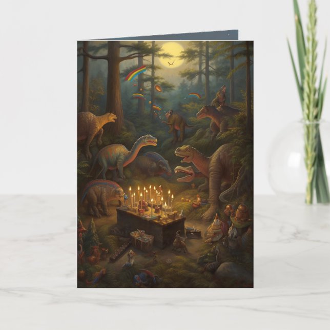 Cartão De Agradecimento Placa de Vazio de Celebração do Dinossauro (Frente)