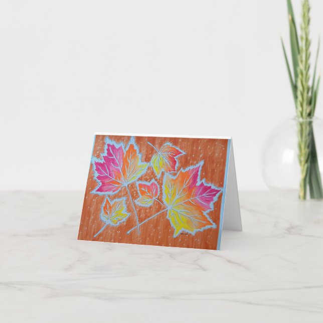 Cartão De Agradecimento Placa dobrada de Folhas (Frente)