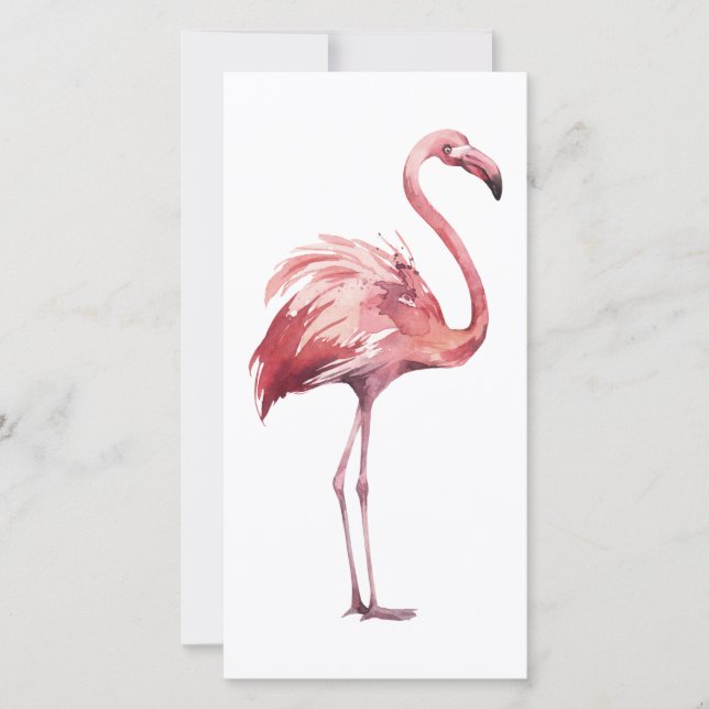 Cartão De Agradecimento Placa Flamingo Watercolor (Frente)