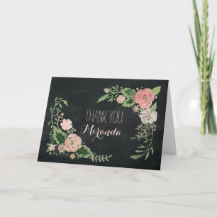 Cartão De Agradecimento Placa Floral Chalkboard