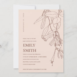 CARTÃO DE AGRADECIMENTO PLACA FLORAL DE CHÁ DE FRALDAS DE DESENHO DE LINHA