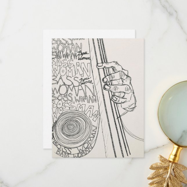 Cartão De Agradecimento Placa Jogadora Bass para Mulher (Frente/Verso In Situ)