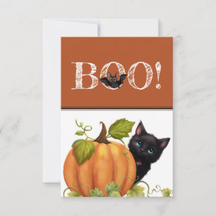 Cartão De Agradecimento Placa Plana Boo Cat Halloween