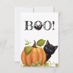 Cartão De Agradecimento Placa Plana Boo Cat Halloween