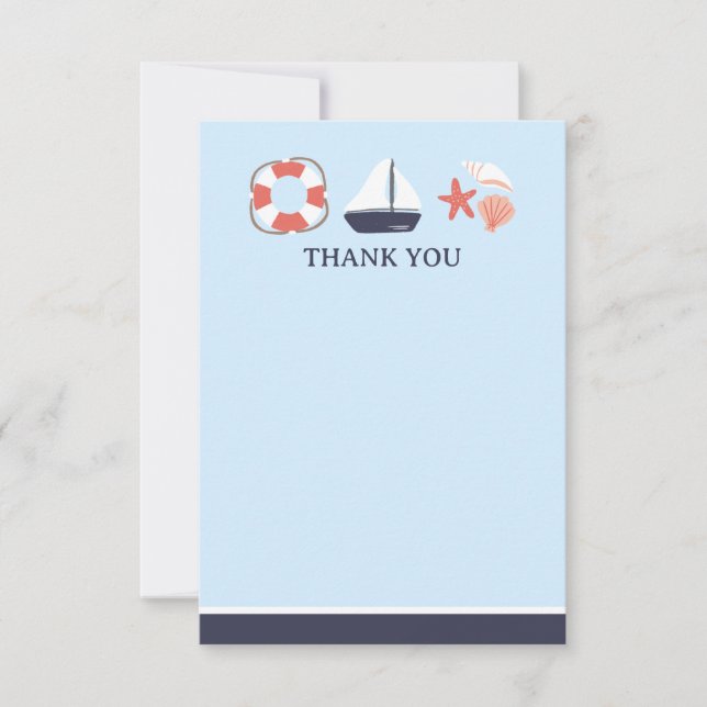 Cartão De Agradecimento Placa Plana de Obrigado Náutico (Frente)