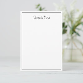 Cartão De Agradecimento Placa plana simples, unisex, obrigada - Preto e Br