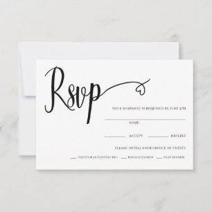 Cartão De Agradecimento Placa Rsvp De Casamento De Script De Coração Mínim