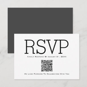 Cartão De Agradecimento Placa RSVP de Código QR Básico Mínimo Essencial