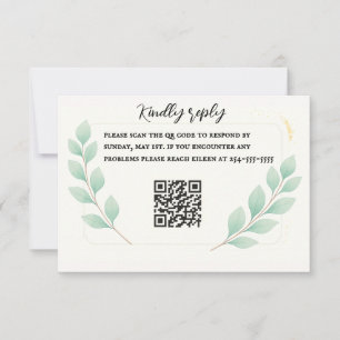 Cartão De Agradecimento Placa RSVP de Embrasão de Eucalyptus
