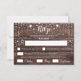 Cartão De Agradecimento Placa RSVP Light de String Rustic - Personalizável