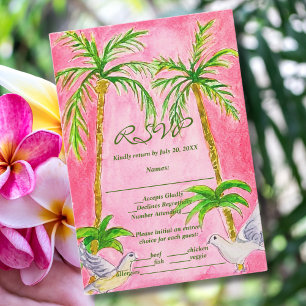 Cartão De Agradecimento Placa RSVP Rosa-Rosa Pintada Tropical Lovebird