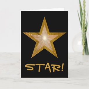 Cartão De Agradecimento Placa 'STAR' da Estrela Dourada 'Obrigado' vertica