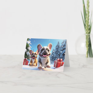 Cartão De Agradecimento Placa Xmas para Buldogue Francês