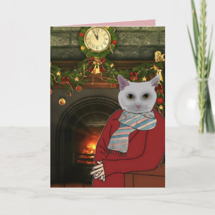 CARTÃO DE AGRADECIMENTO PLACAS DE NATAL DE SUÉCIA DE VESTIDA GATO