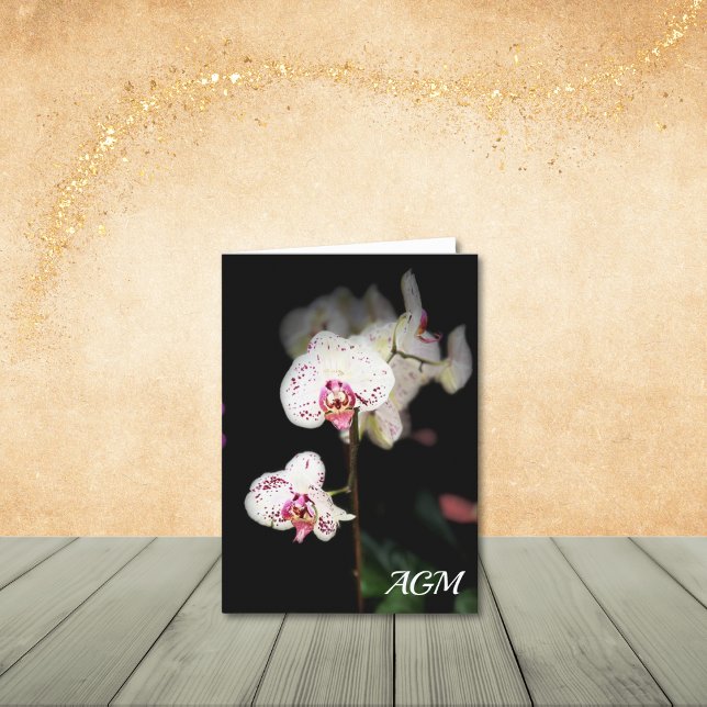 Cartão De Agradecimento Placas de Nota para Orquídeas Brancas e Rosa (Monogram/Name optional.
Personalize to update or remove.)