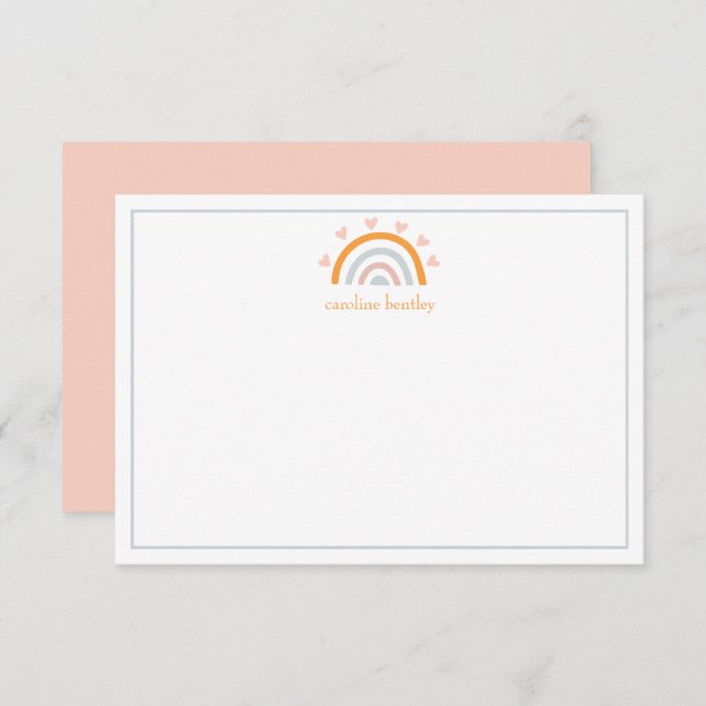 Cartão De Agradecimento Placas de Nota Personalizadas do Arco-Íris Desenha (Frente/Verso)