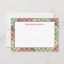 Cartão De Agradecimento Placas de Nota Personalizadas do Madras de xadrez