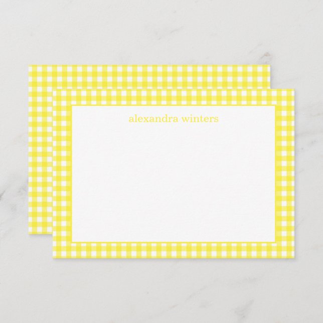 Cartão De Agradecimento Placas de Nota Personalizadas Gingham (Frente/Verso)