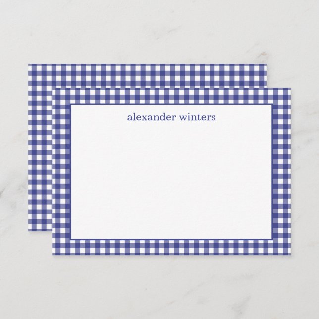 Cartão De Agradecimento Placas de Nota Personalizadas Gingham (Frente/Verso)
