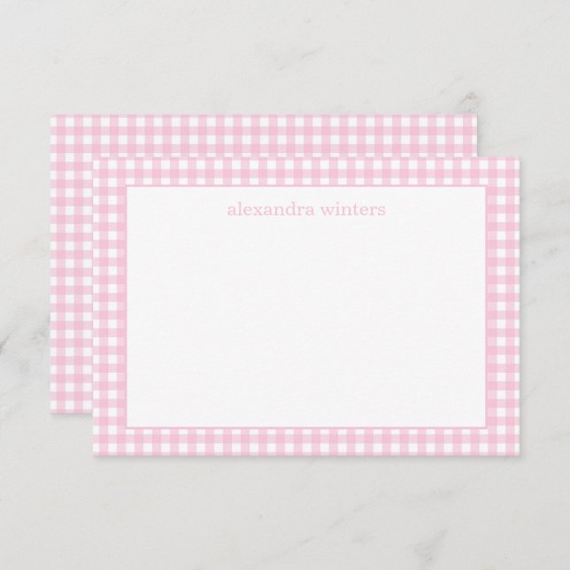 Cartão De Agradecimento Placas de Nota Personalizadas Gingham (Frente/Verso)