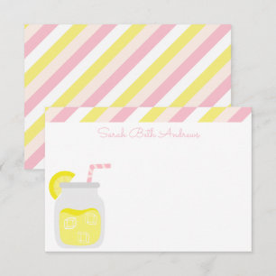 Cartão De Agradecimento Placas de Nota Personalizadas Stripes & Lemonade