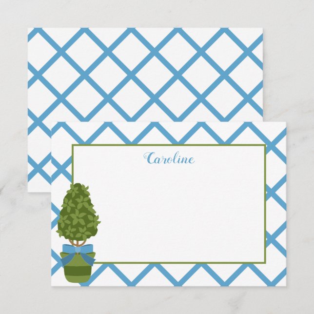 Cartão De Agradecimento Placas de Nota Personalizadas Topiary & Lattice (Frente/Verso)