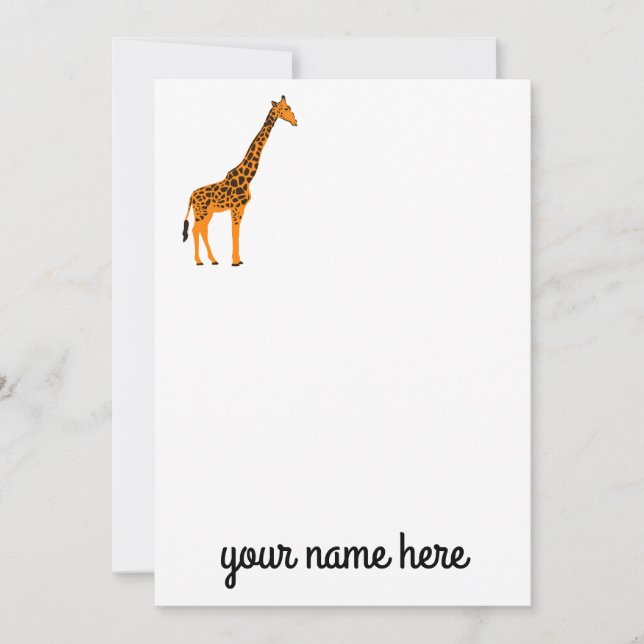 Cartão De Agradecimento Placas de Papel Personalizadas Giraffe (Frente)