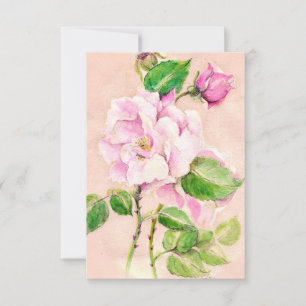 Cartão De Agradecimento Placas de proteção rosa com aquarela