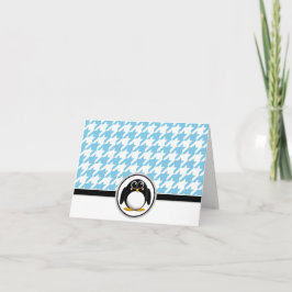 Cartão De Agradecimento Placas de som agudas azuis e brancas para pinguim