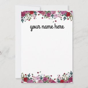 Cartão De Agradecimento Placas Florais Personalizadas para Cores de Água